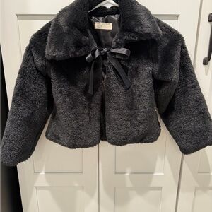 Elegant Black Faux Fur Kids Puffer Jacket